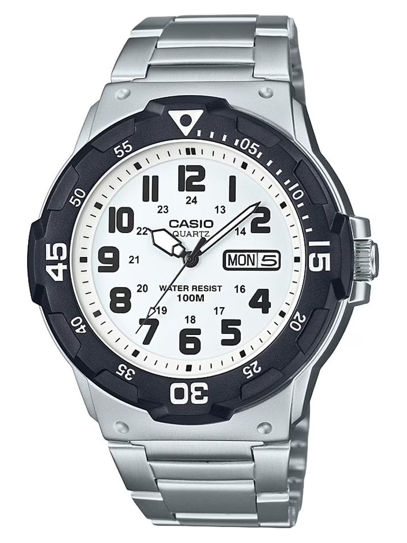 Casio Men'S Dive Style Bracelet Watch, White Dial MRW200HD-7BV