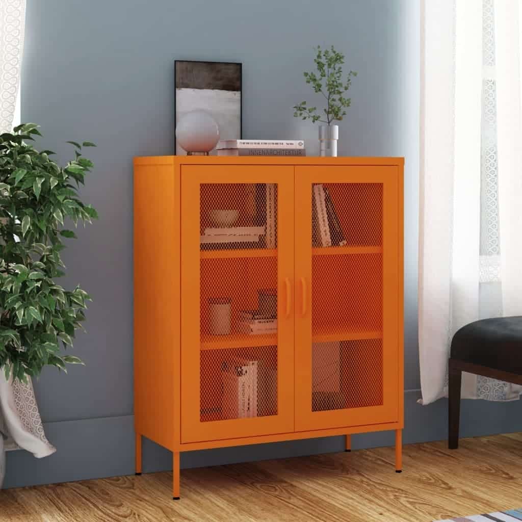 Storage Cabinet Orange Steel Medium Storage Cabinet Rectangular