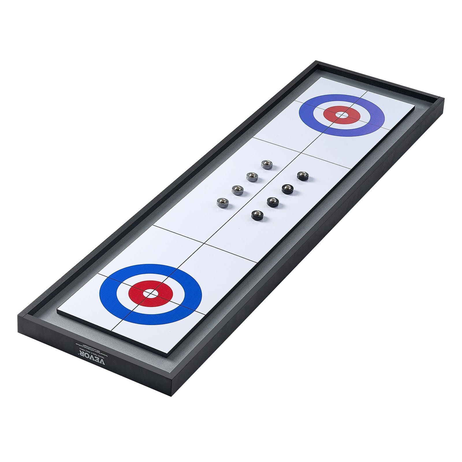 Shuffleboard and Curling 2 in 1 Board Games, 45" Portable Tabletop Set, Two Sided Tabletop Shuffleboard with 8 Rolling Pucks, Shuffleboard and Curling Combo Game Set for Kids and Family